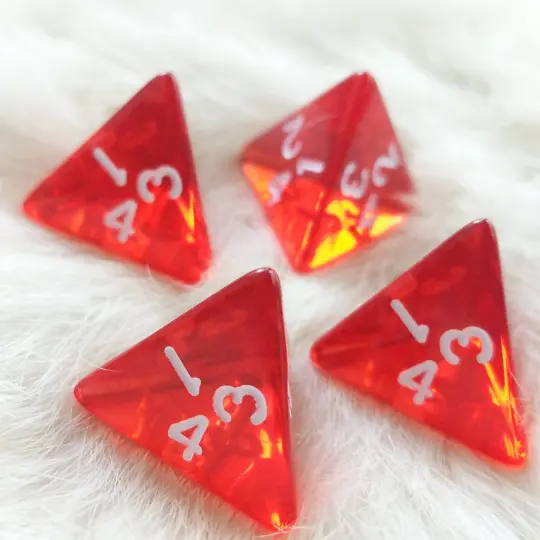 Clear Red D4 Set – 4-Piece Healing Potion DnD Dice