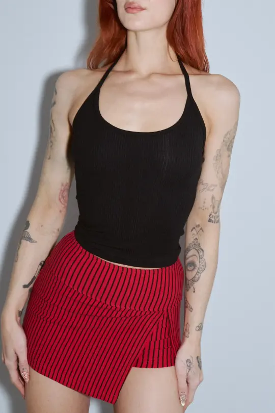 Tencel Rib Halter Top Black