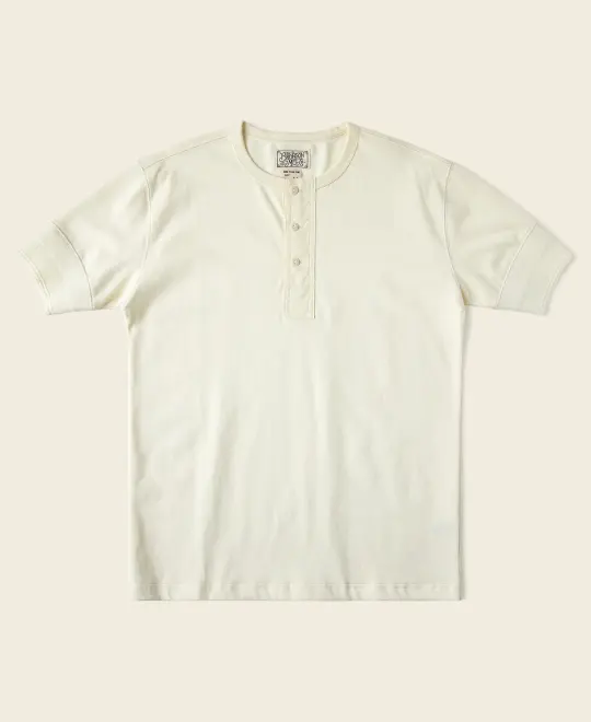 Vintage Short Sleeve Henley T-Shirt - Cream
