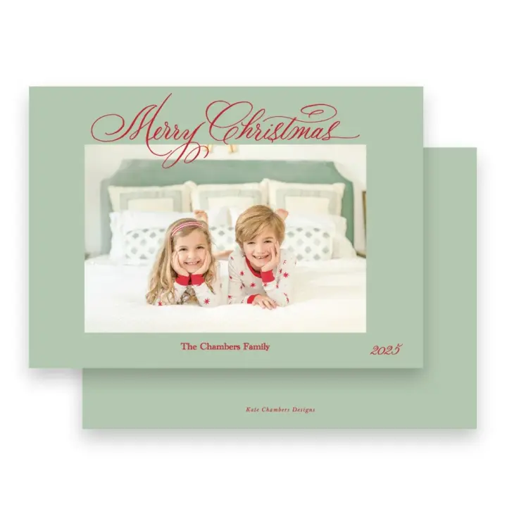 Red & Mint  "Merry Christmas " Holiday Card