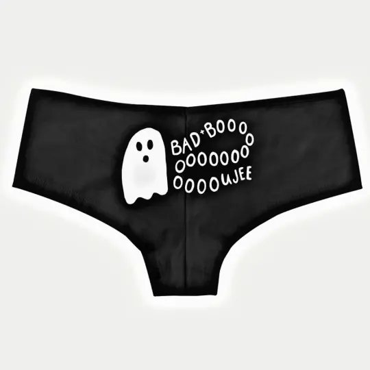 Bad Boo Cheeky Ghost Undies in Black & White Cotton Blend