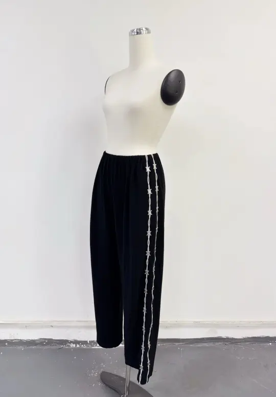 SAMPLE #410 - S Soft Linen Pammy Sporty Lazy Pants - Black