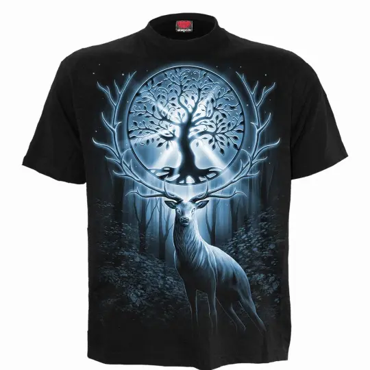 Tree of Life T-Shirt - Viral Spiritual Aesthetic | Majestic Stag Spirit Animal Black Tee