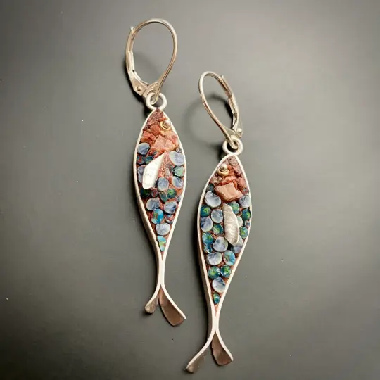 Light Blue Fish Earrings
