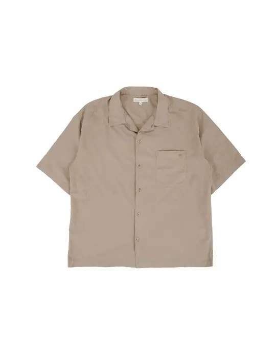 Merz B. Schwanen SHIRT09LP Unisex Short Sleeve Cotton Poplin Shirt Faded Grain