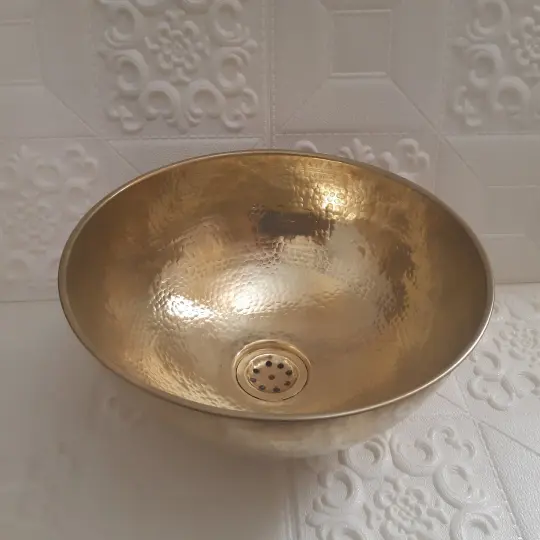Unlacquered Brass Round Vessel Sink