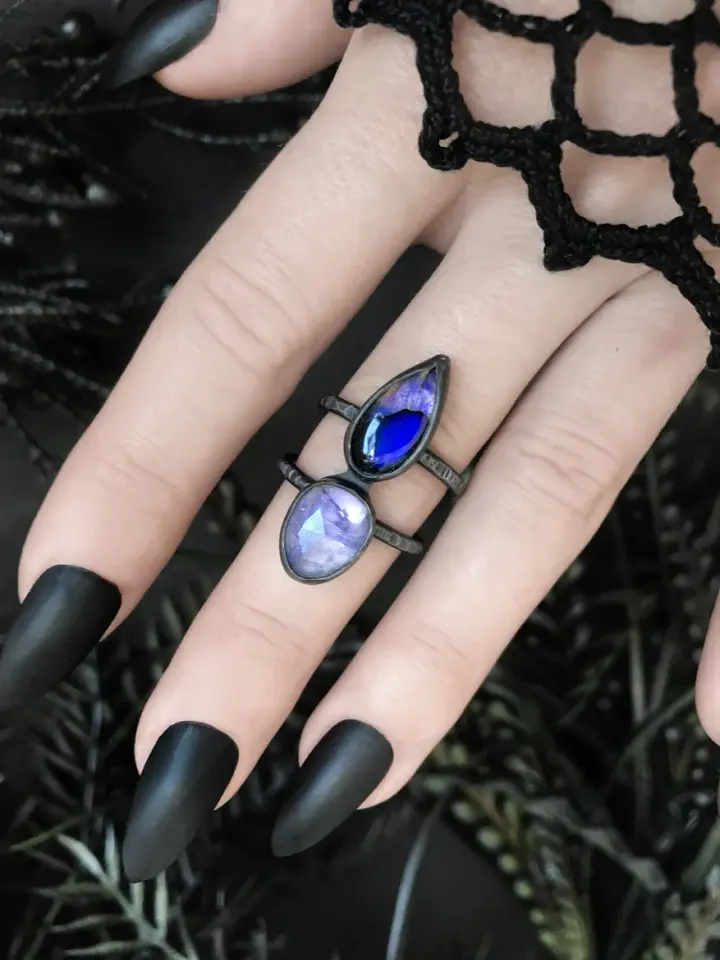 Labradorite and Tanzanite Thorax Ring