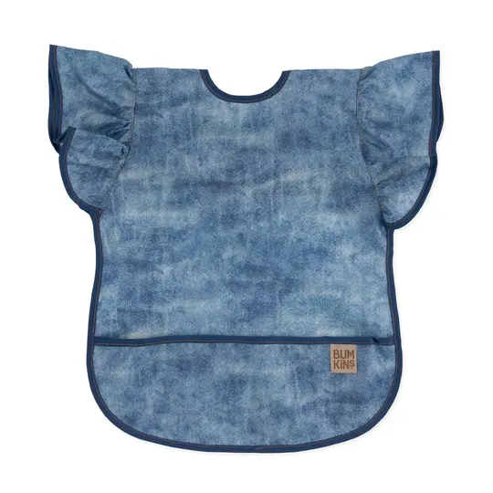Ruffle Apron Bib: Crushed Denim