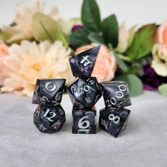Purple & black Handmade Polyhedral Dice Set