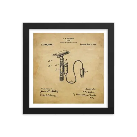Vintage Davidson Patent Drawing Framed Print