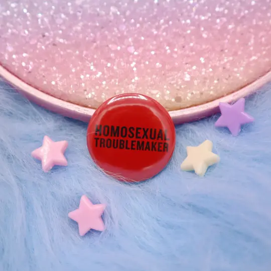 Homosexual Troublemaker Button Badge