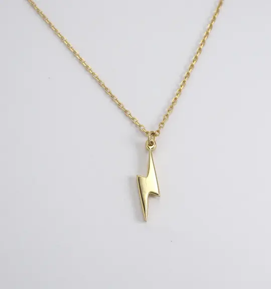 Gold Lightning Bolt Necklace (925 Sterling Silver)