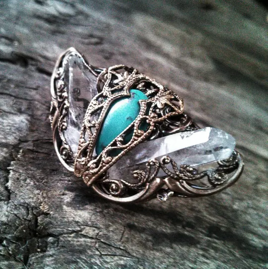 Rock Crystal Turquoise Metamorphosis Ring