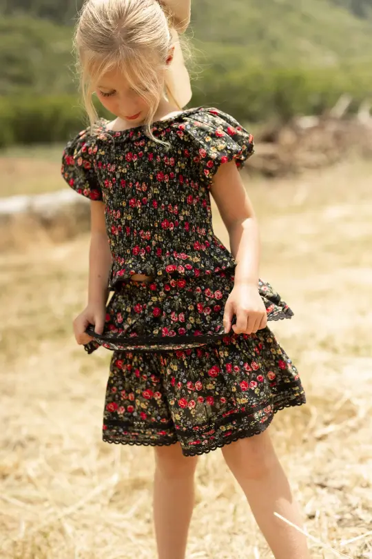 Mini Annalise Skort in Obsidian Vintage Poppies