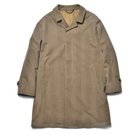 PLAID-CHECK RAIN WEATHER COAT