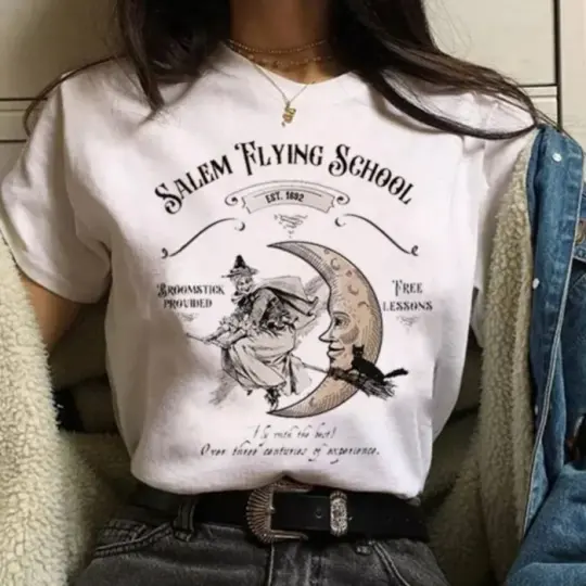Women’s Bright White Salem Flying School Graphic Tee
