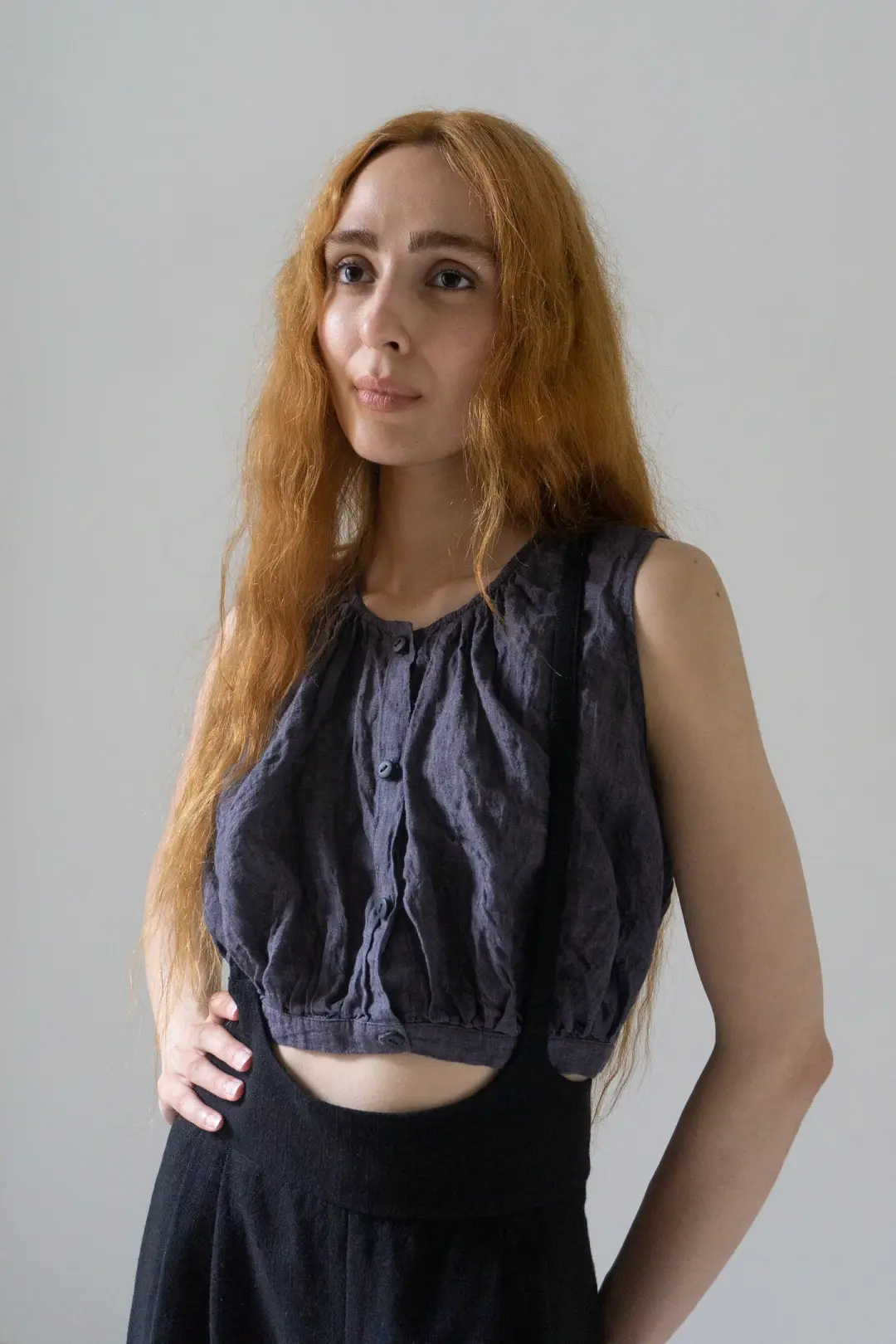 Viola Linen Top - Sloe
