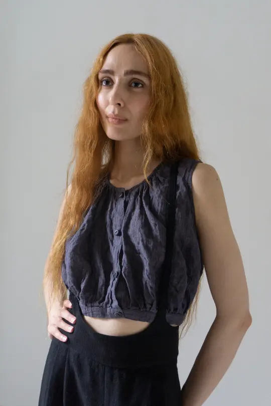 Viola Linen Top - Sloe