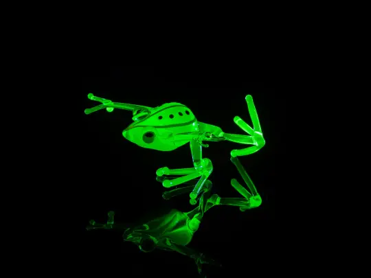Glow in the Dark Uranium Glass Frog Figurine – Miniature Green Toad – Lampwork Art – Glowing Gift