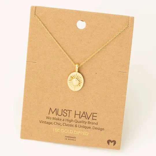 Shining Sun Oval Pendant Necklace 30% off