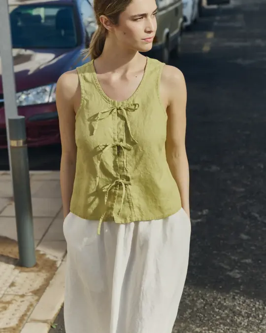MIJAS bow tie linen blouse