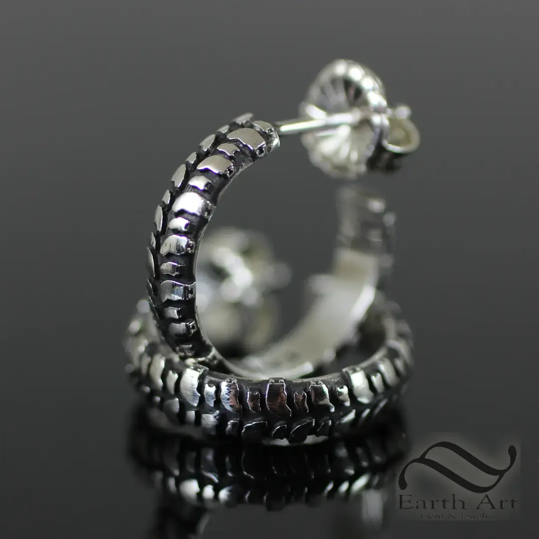 Mud Bogger Tire Tread Hoop Earrings