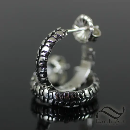 Mud Bogger Tire Tread Hoop Earrings