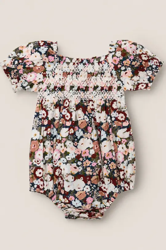 Baby Sunday Best Romper in Midnight Garden
