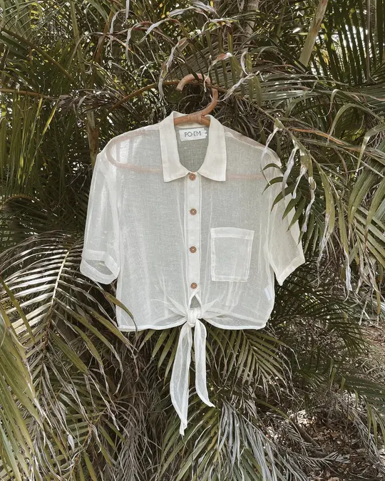 Handwoven Gauze Tie-Top in Natural Cotton
