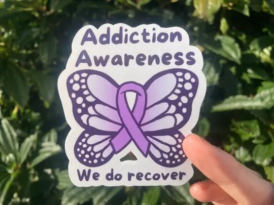 Addiction Awareness: we do recover sticker