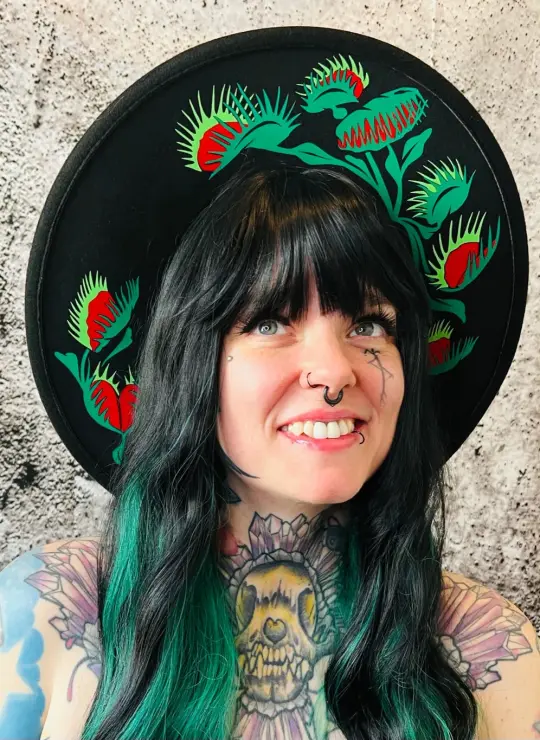 Venus Fly Traps Vegan Felt XL Wide Brim Hat