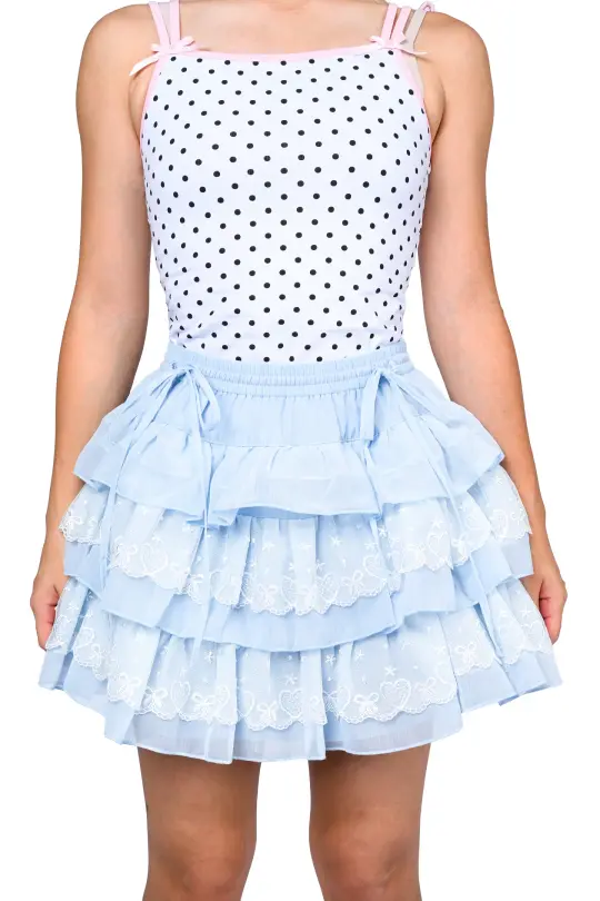 April Tiered Ruffle Skort - Sky Blue