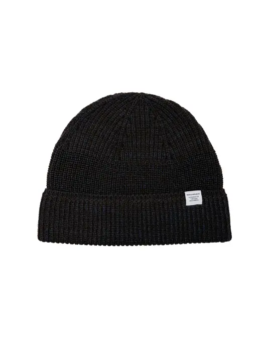 Norse Projects Wool Cotton Rib Beanie Darkest Purple