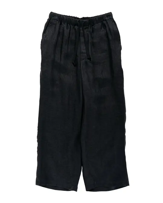 marka Wide Cylinder Fit Easy Pants Linen Gauze Double Cloth Black
