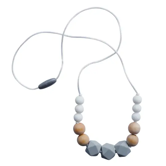 Tiny Teethers Designs Baby Boys and Baby Girls Silicone Teething Necklace for Mom and Baby, Gray