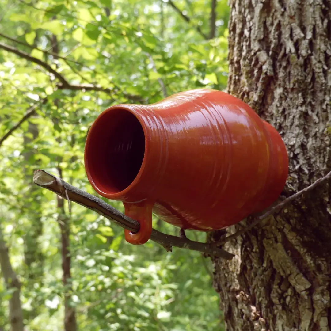Redware Bird Bottle