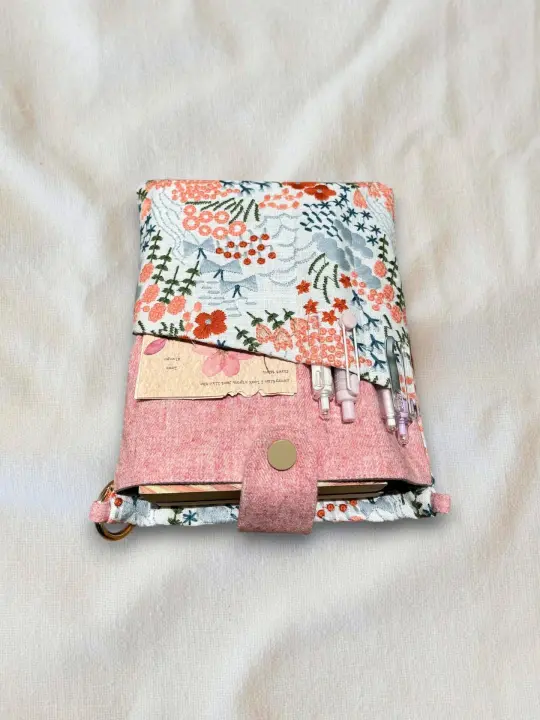 Pink Embroidered Book & Journal Sleeve (Charms Sold Separately)
