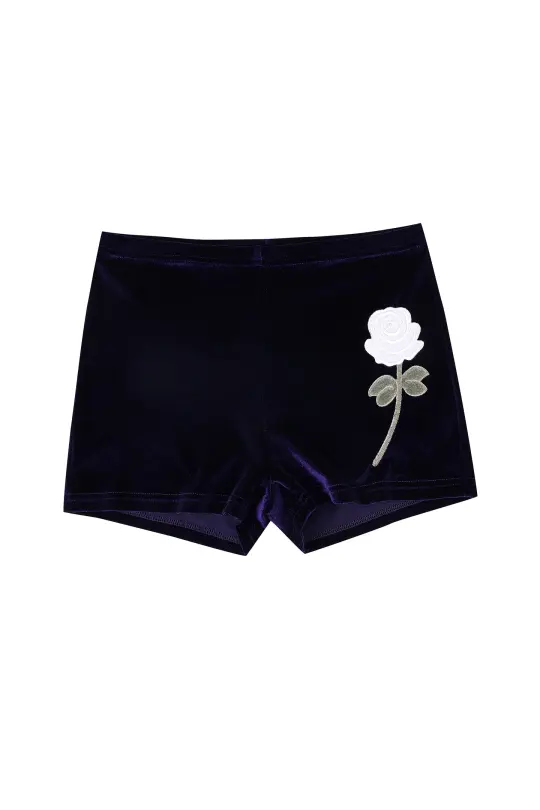 Diana Bear Velvet Rose Lounge Shorts Purple