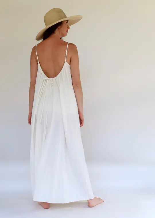 SAMPLE SALE - Dusk Long Dress / XXS-S / Light Hemp / Natural (8)