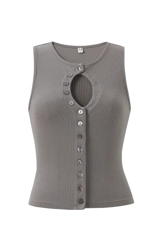 Unbuttoned Tencel Rib Tank Top Gray