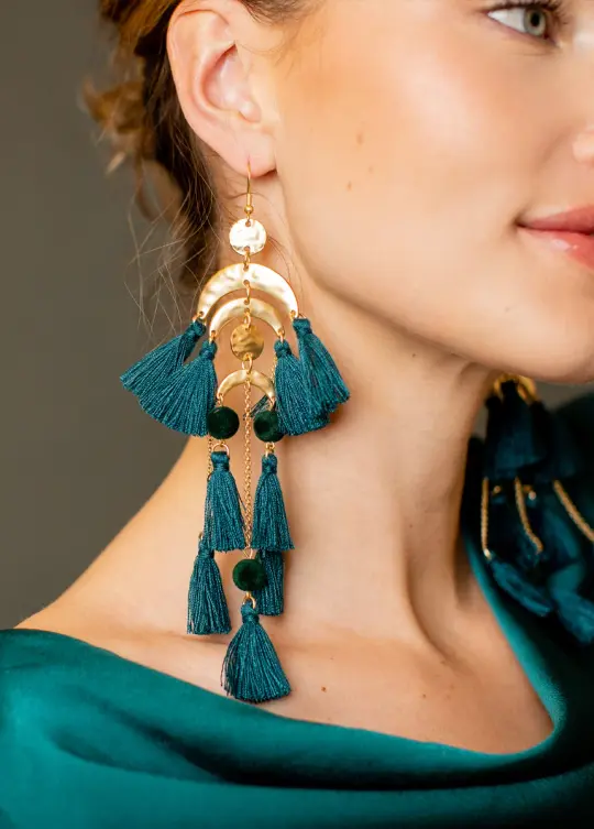 Pomla Earrings in Deep Teal
