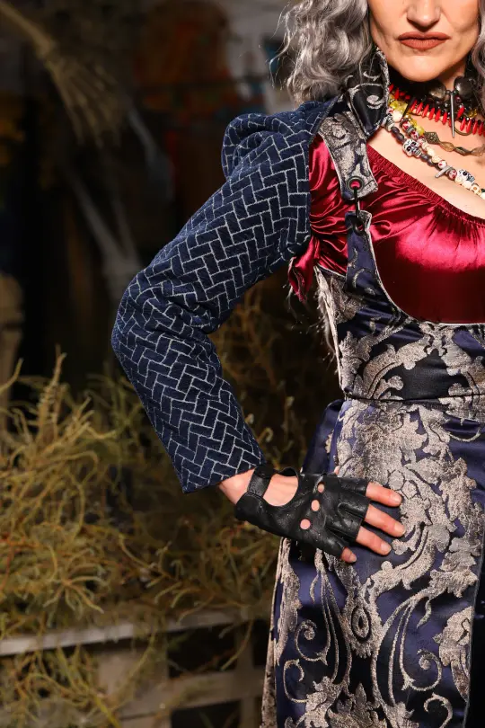 14. Detachable Long Sleeves in Navy & Silver Weave - The Prismatic Potion Collection