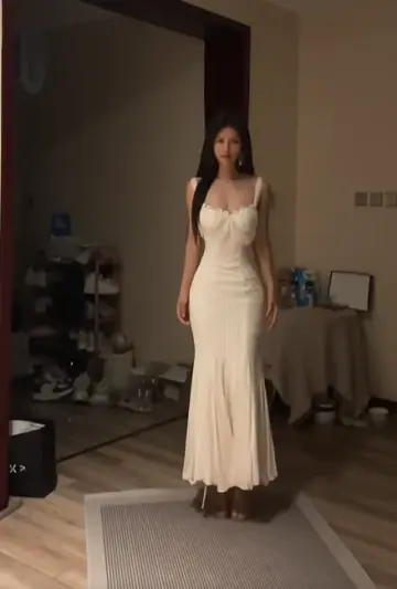 White halter-neck fitted bodycon fishtail ball gown R8093
