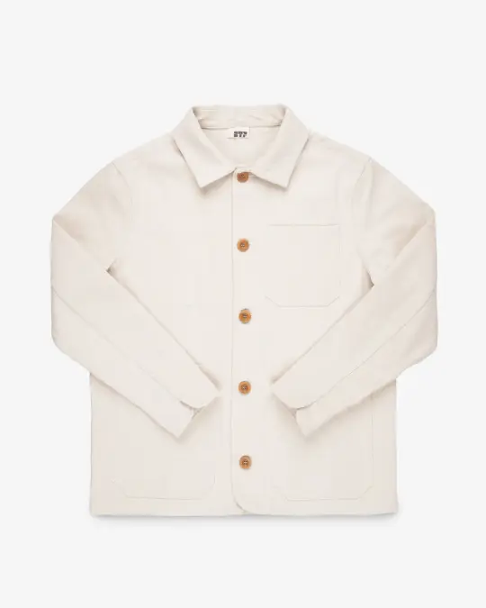 STF 11.5oz Undyed Bull Denim Chore Jacket - Ecru
