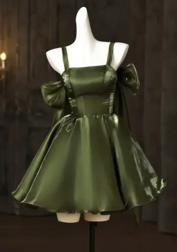 Elegant Bud Green A-Line Spaghetti Straps with Bow-knot Corset Mini Prom Dress Homecoming Dress RS439