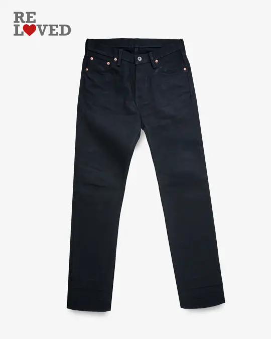 21oz Selvedge Denim Super Slim Cut Jeans - Superblack Non-Fade (IH-555S-SB) Tag 34, Hemmed to 35.0''