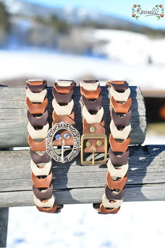 The Light Calico Belt-made from our leather scraps