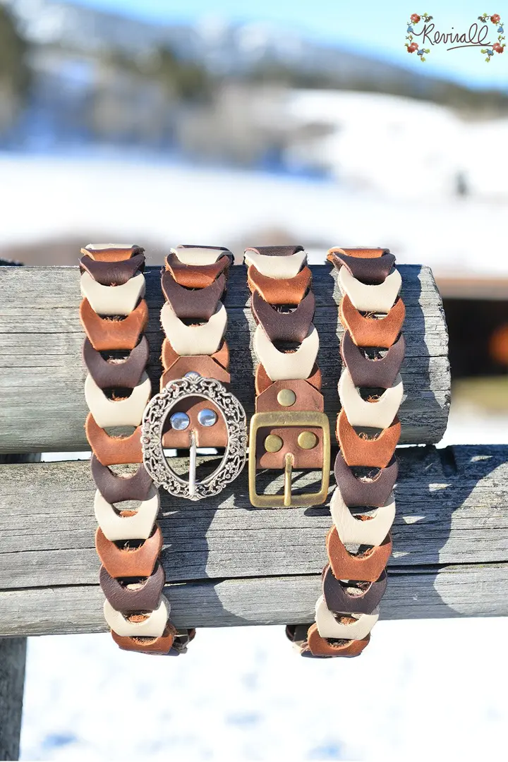 The Light Calico Belt-made from our leather scraps