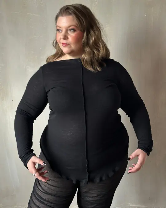 Reverse Seam Boat Neck Tunic in Black Linen