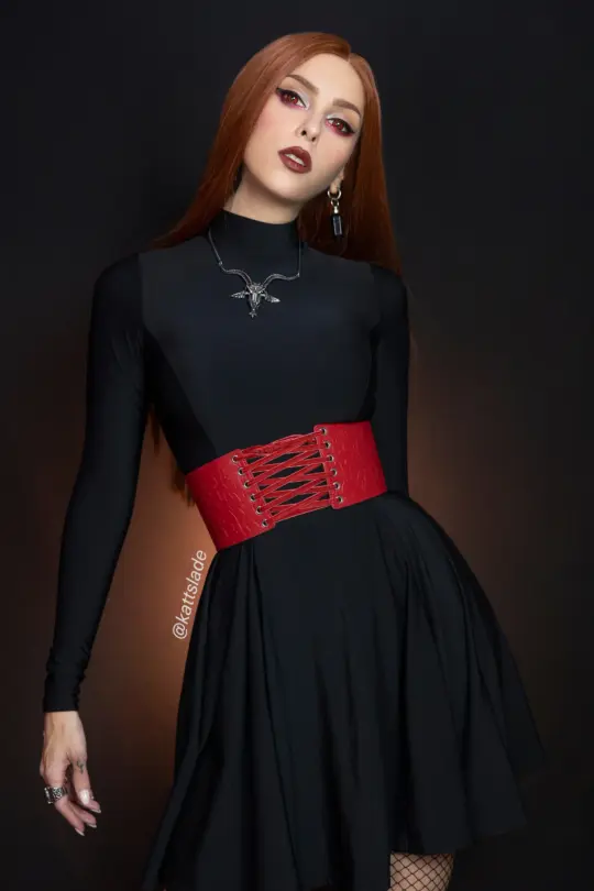 Warm Black Long Sleeve Evil Mini Skater Dress